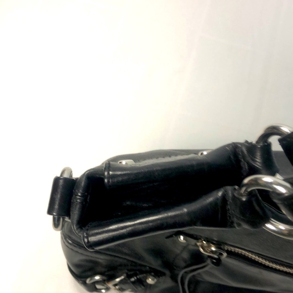 MICHAEL KORS Black Leather Buckle Accents Slim Crossbody Bag silver hardware - Picture 7 of 16
